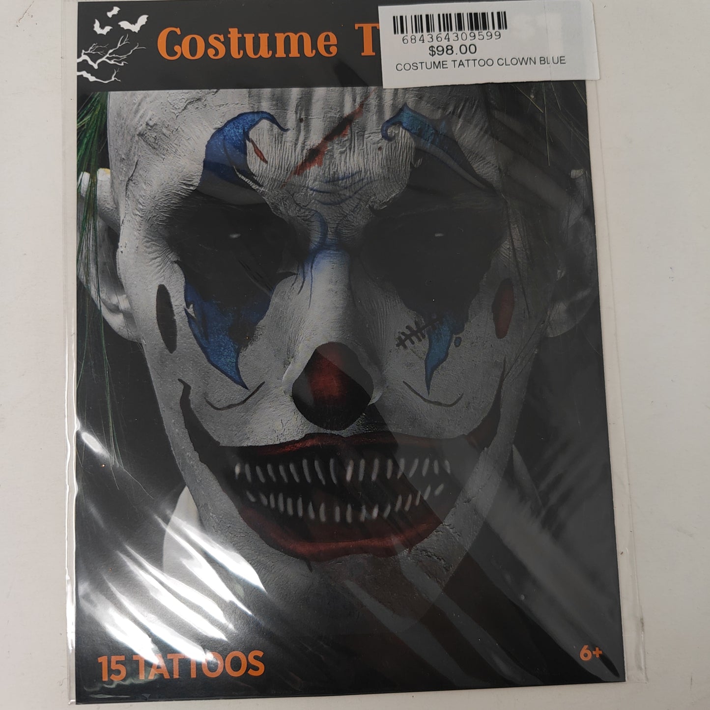 COSTUME TATTOO CLOWN BLUE