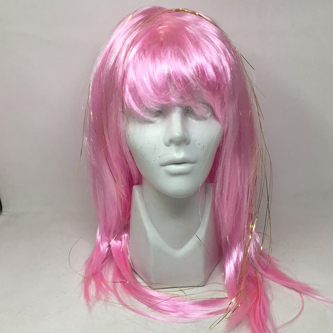 Peluca brillos rosa