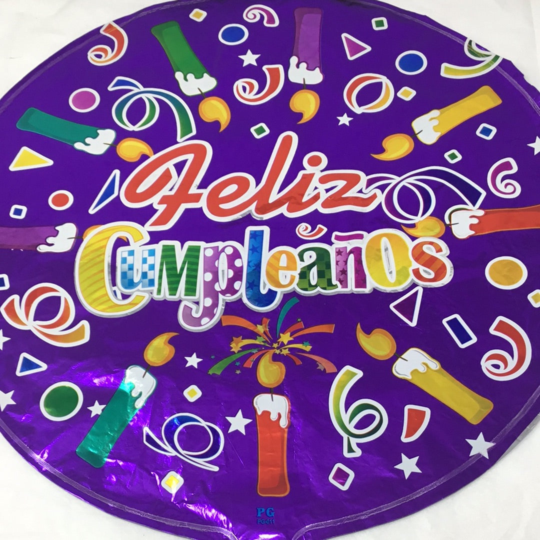 Globo cumpleaños morado velas