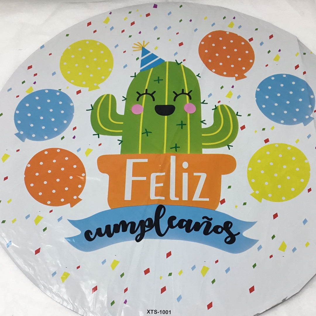 Globo cumpleaños blanco cactus