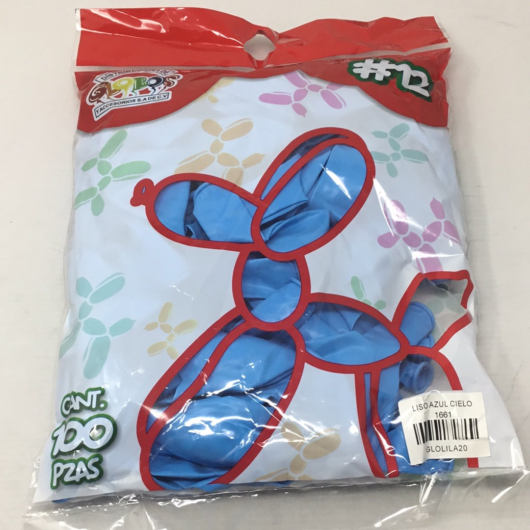 Globo latex #12 azul cielo 100pz