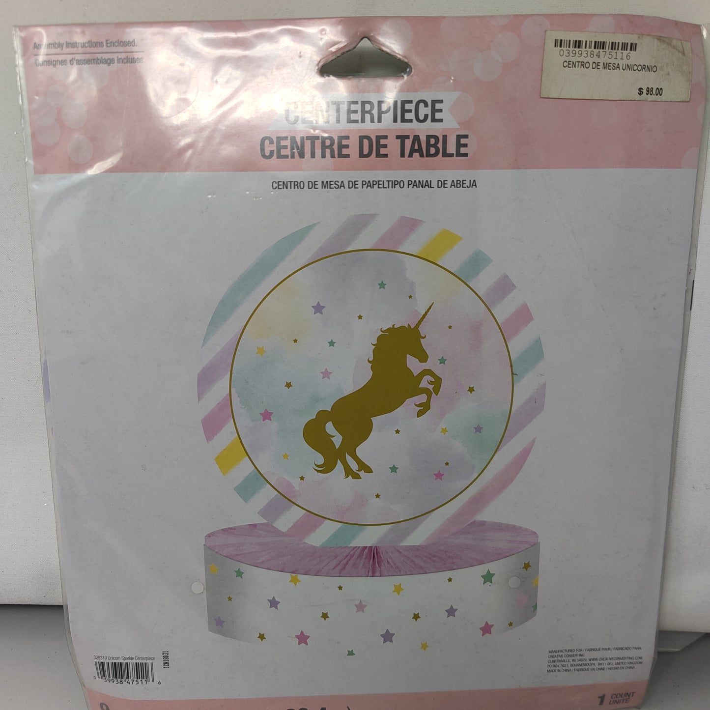 Centro de mesa unicornio