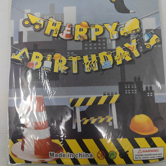 Letrero happy birthday construccion