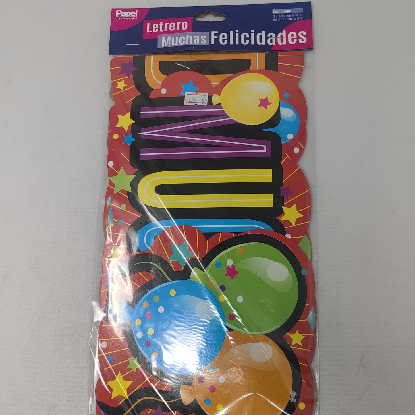 Letrero muchas felicidades