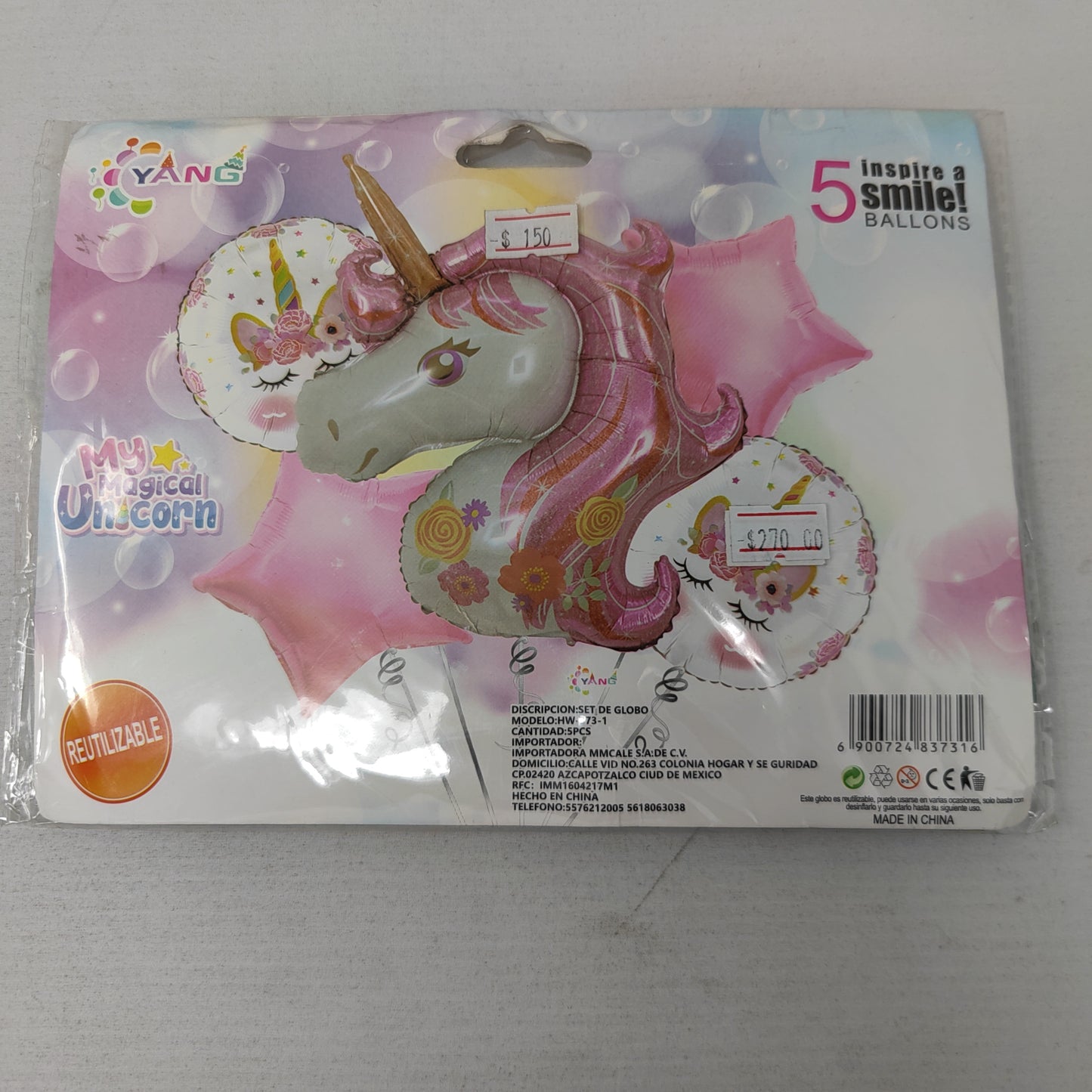 Globo kit unicornio 5 pza