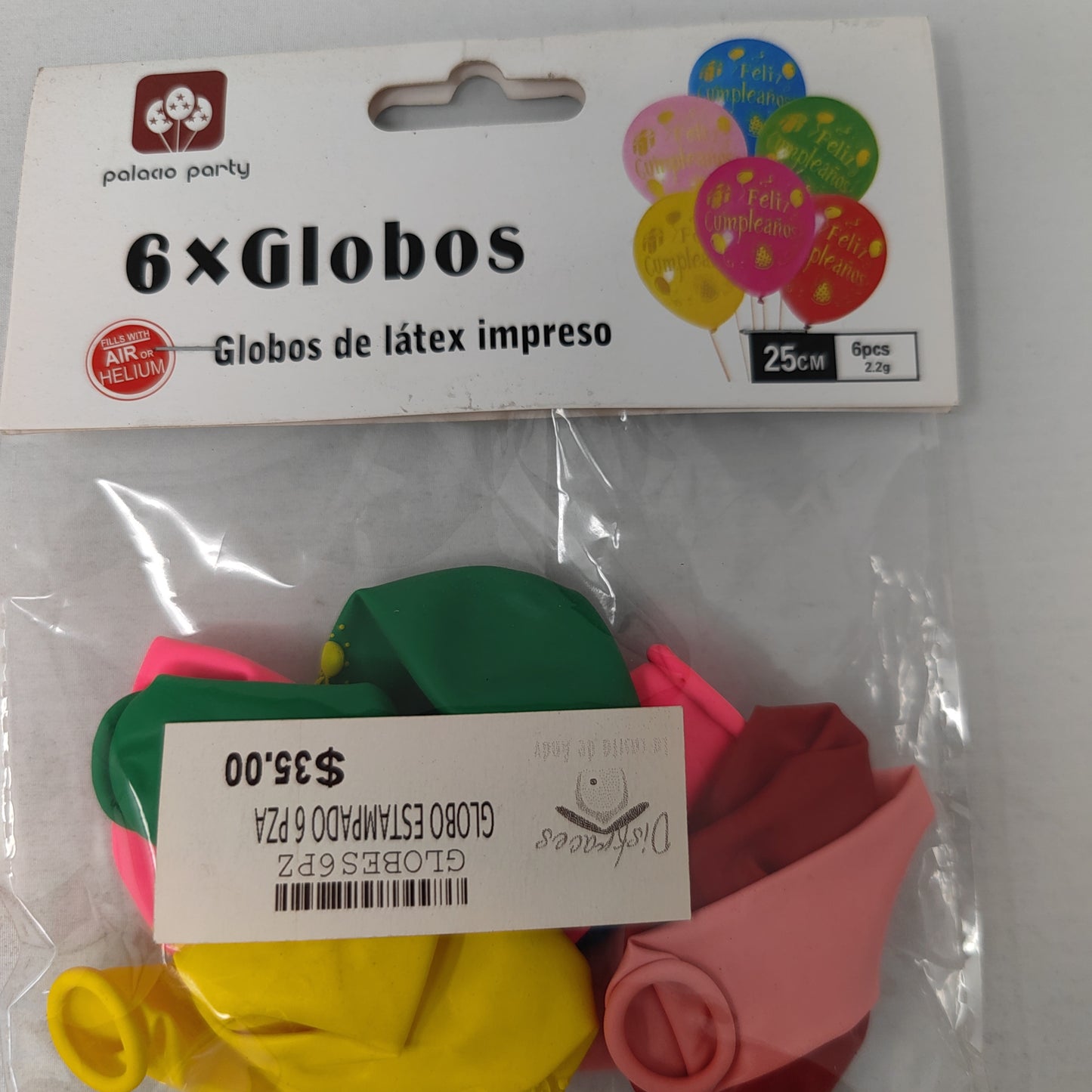 Globo estampado 6 pza