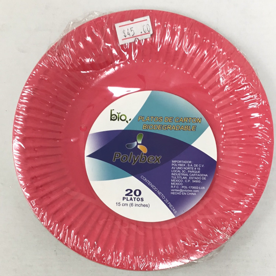 Plato carton 6'' 20 pz