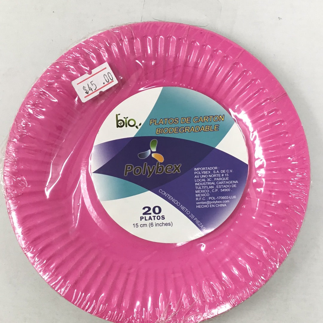 Plato carton 6'' 20 pz