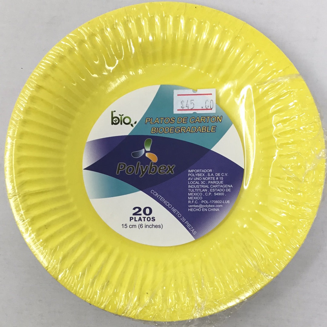 Plato carton 6'' 20 pz