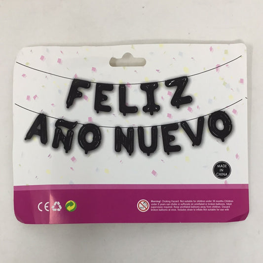 Globo feliz Año Nuevo negro