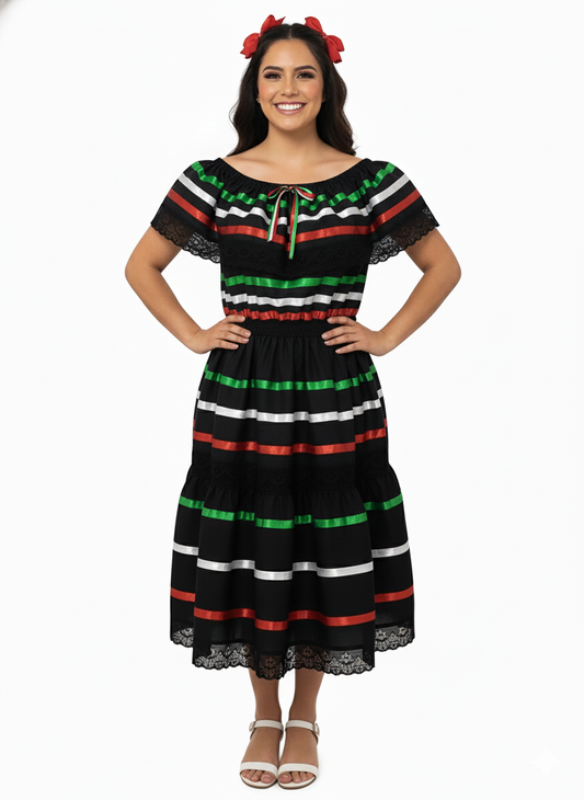 Vestido Tricolor Negro AD