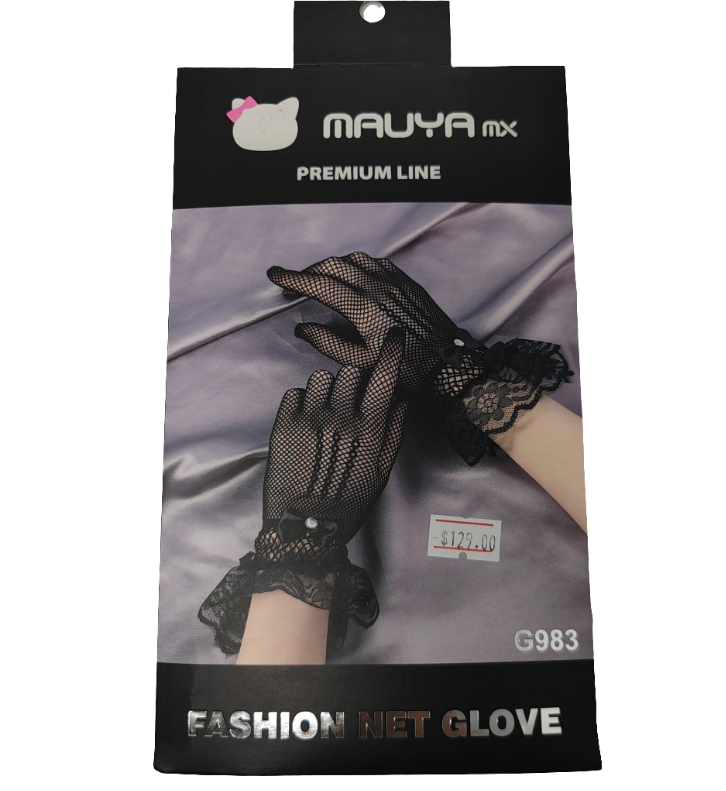Guantes Corto Encaje Negro