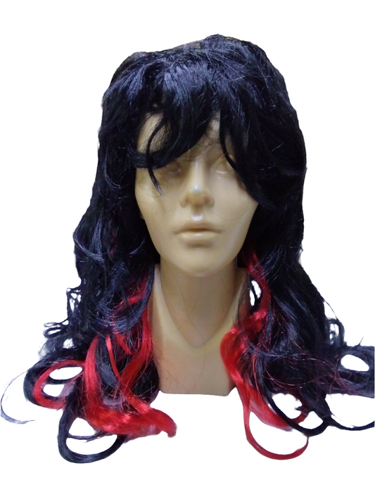 Peluca larga mechas rojas