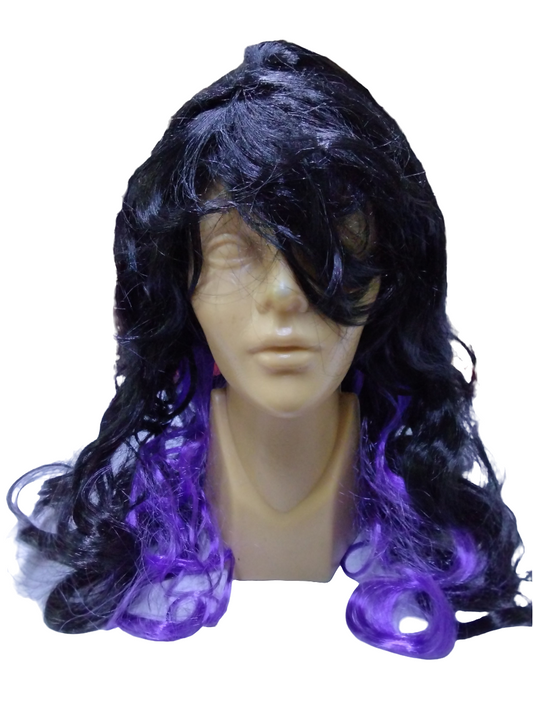 Peluca larga mechas moradas
