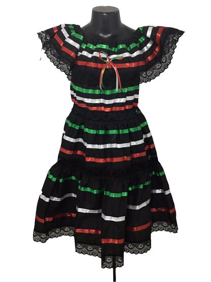 Vestido tricolor negro