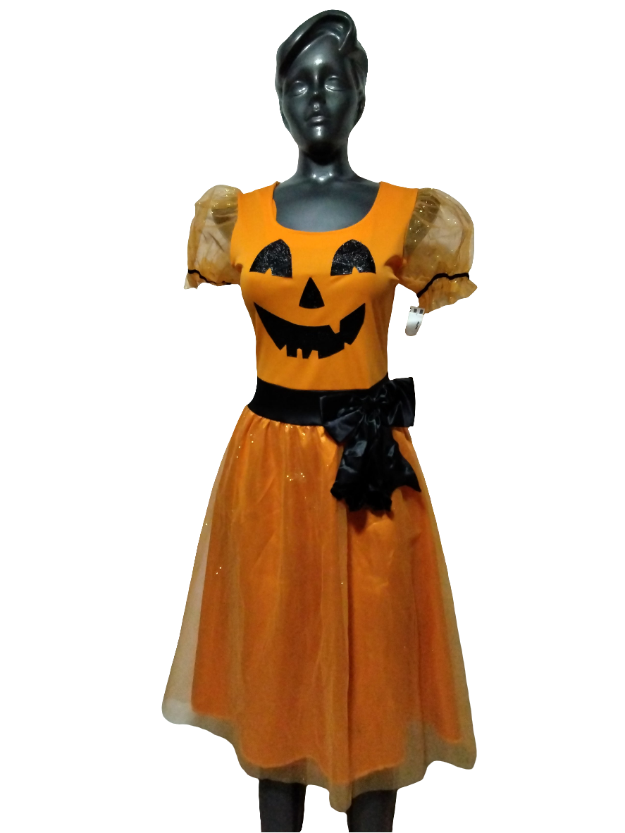 Vestido Pers. Halloween Calabaza