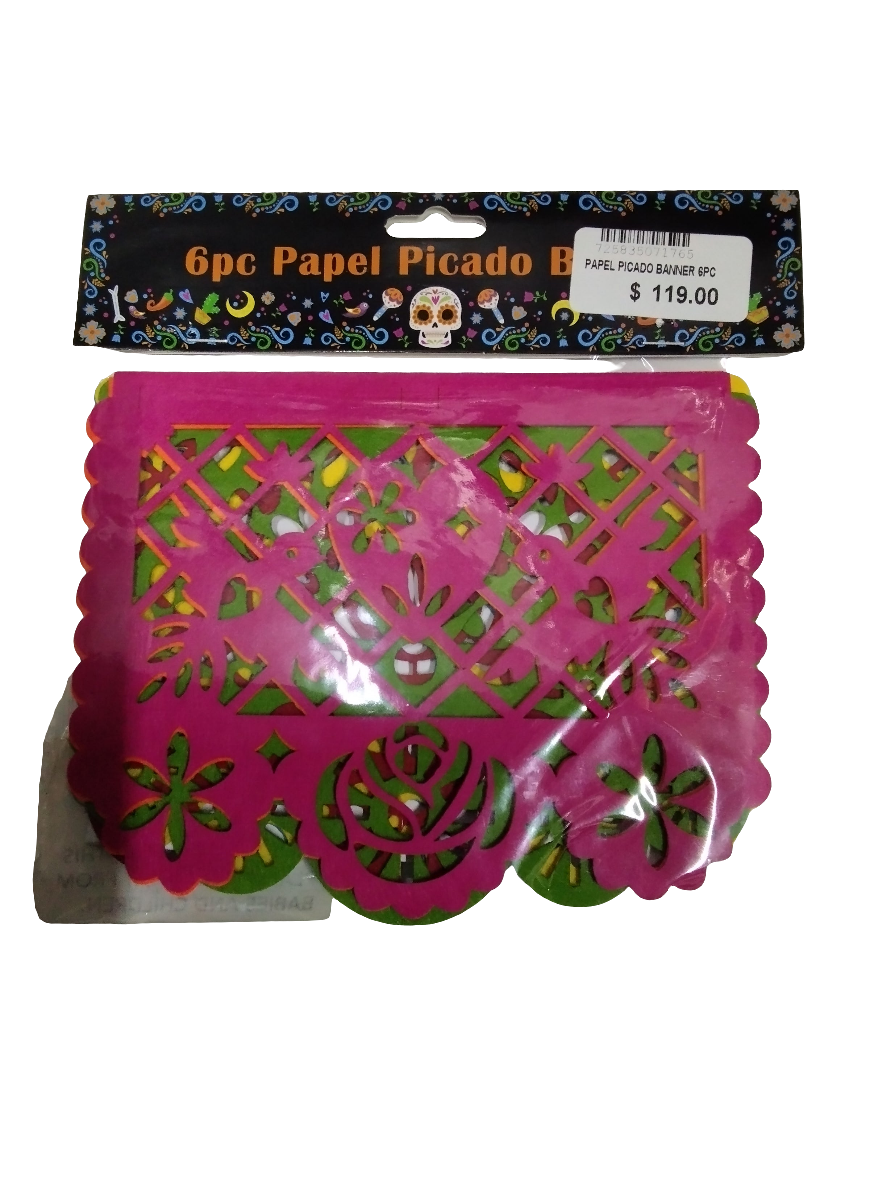 Papel picado banner 6pz