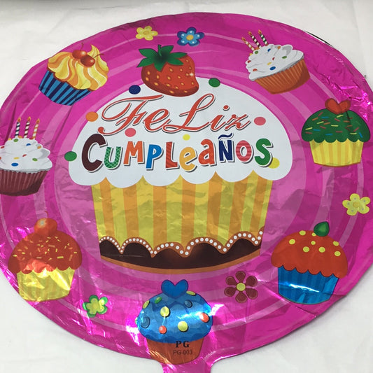Globo cumpleaños rosa muffin