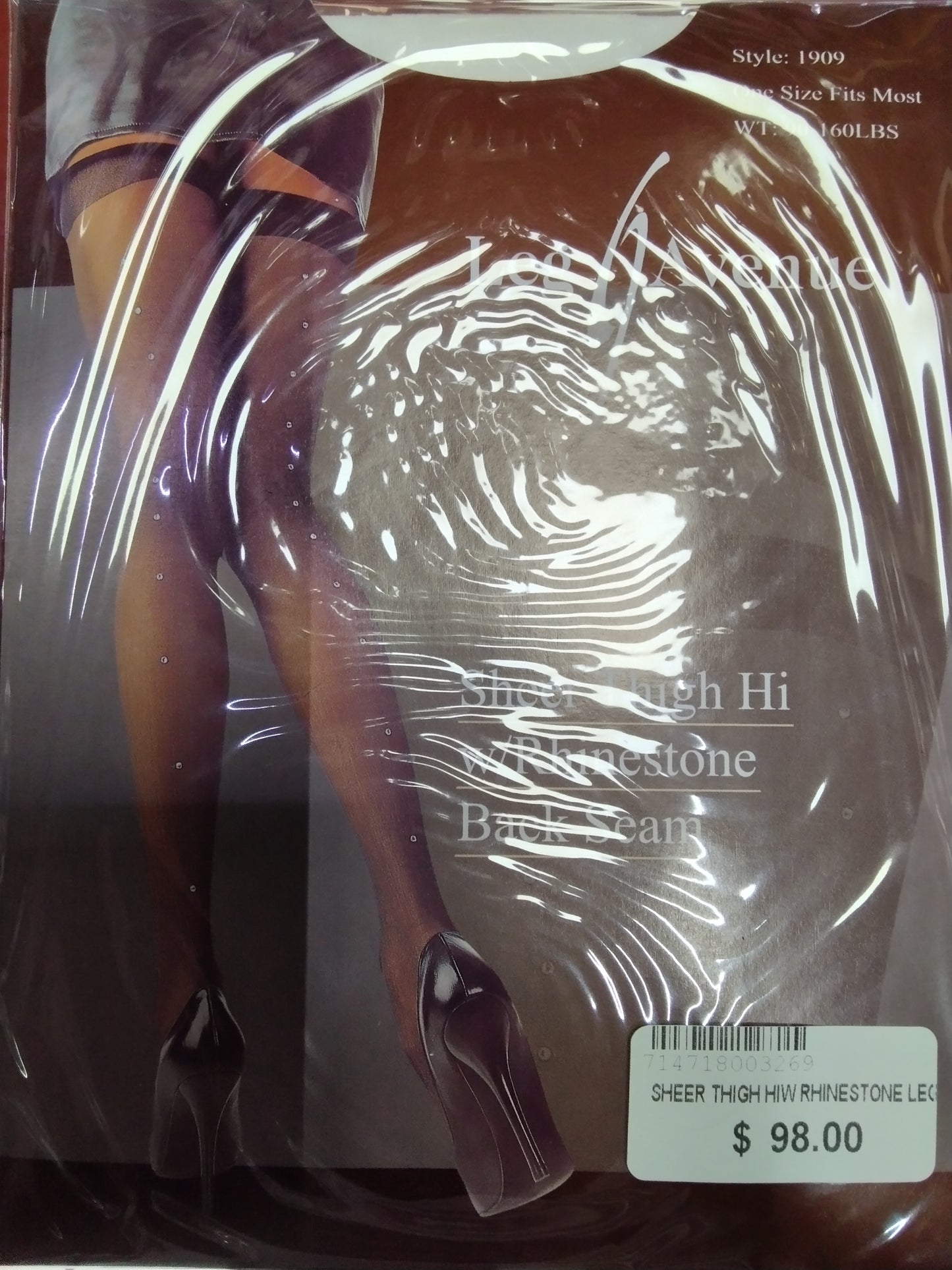 Sheer thigh hiw rhinestone leg
