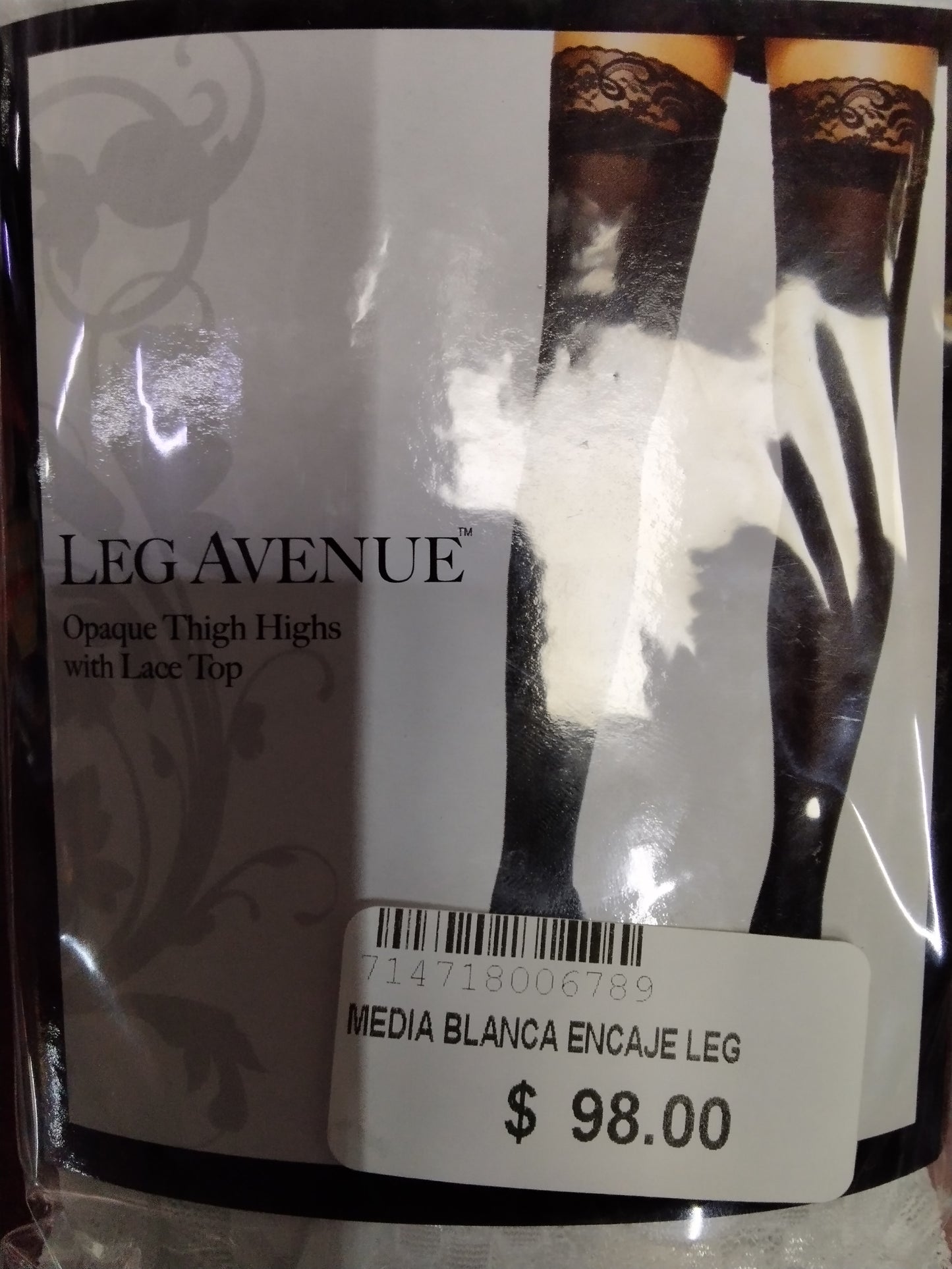 Media blanca encaje leg