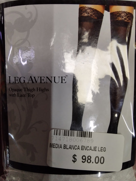 Media blanca encaje leg