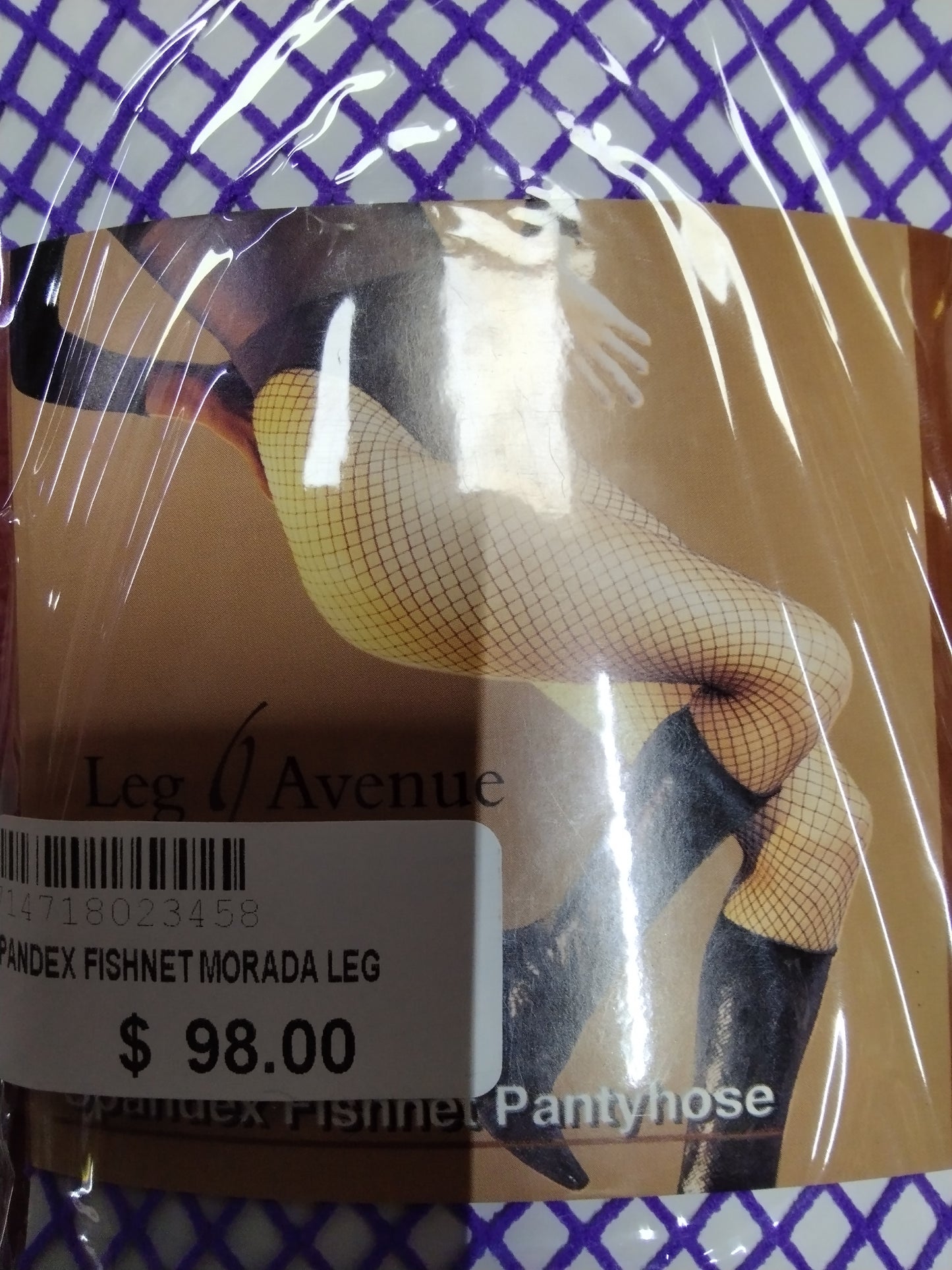 Spandex fishnet morada leg