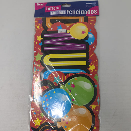Letrero muchas felicidades