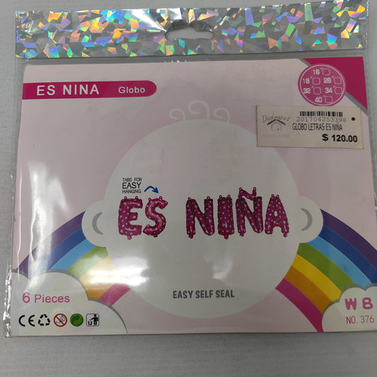 Globo letra es niña