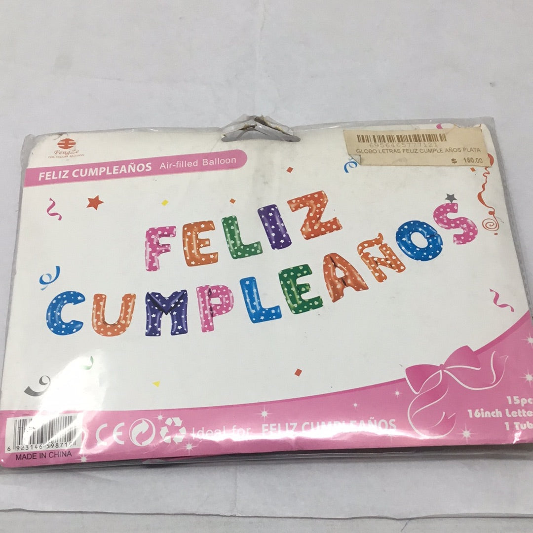 Globo letras feliz cumpleaños